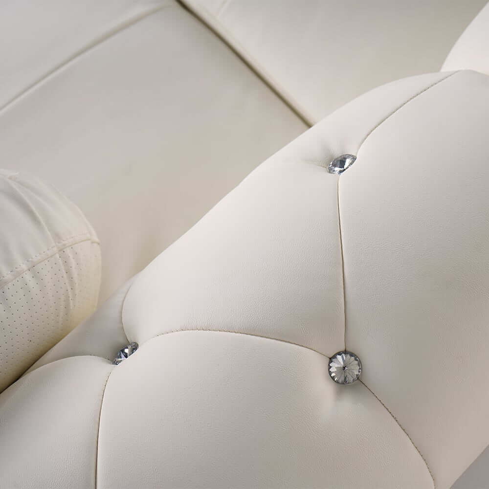 Modern L-Shaped Faux Leather Sectional with Tufted Back