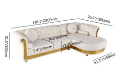 Modern L-Shaped Faux Leather Sectional with Tufted Back Dimensions