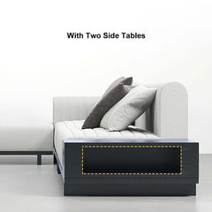 Modern L-Shaped Linen Sectional Sofa with Round Arms