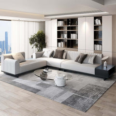 Modern L-Shaped Linen Sectional Sofa with Round Arms