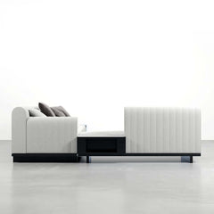 Modern L-Shaped Linen Sectional Sofa with Round Arms