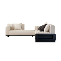 Modern L-Shaped Linen Sectional Sofa with Round Arms
