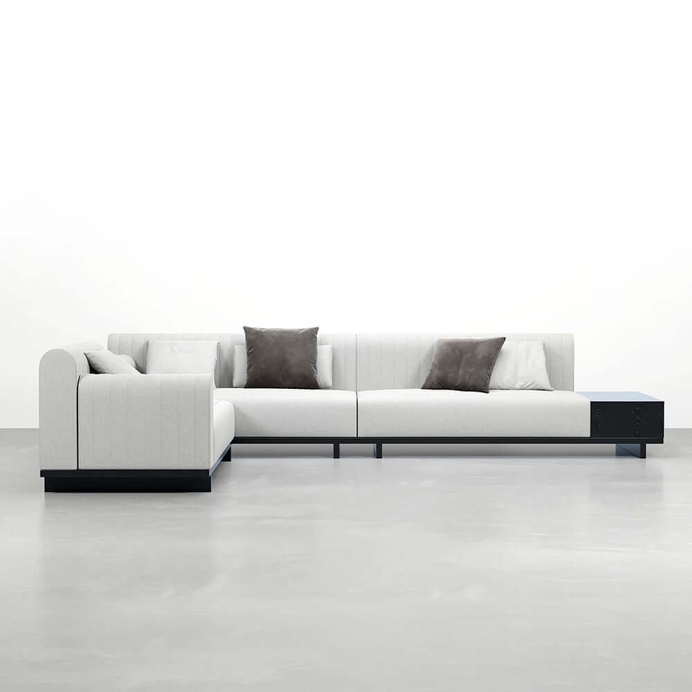 Modern L-Shaped Linen Sectional Sofa with Round Arms