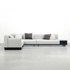Modern L-Shaped Linen Sectional Sofa with Round Arms