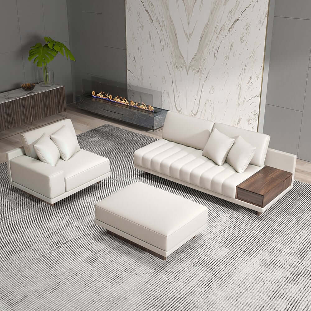 Modern L-Shaped Modular Sectional Sofa with Ottoman