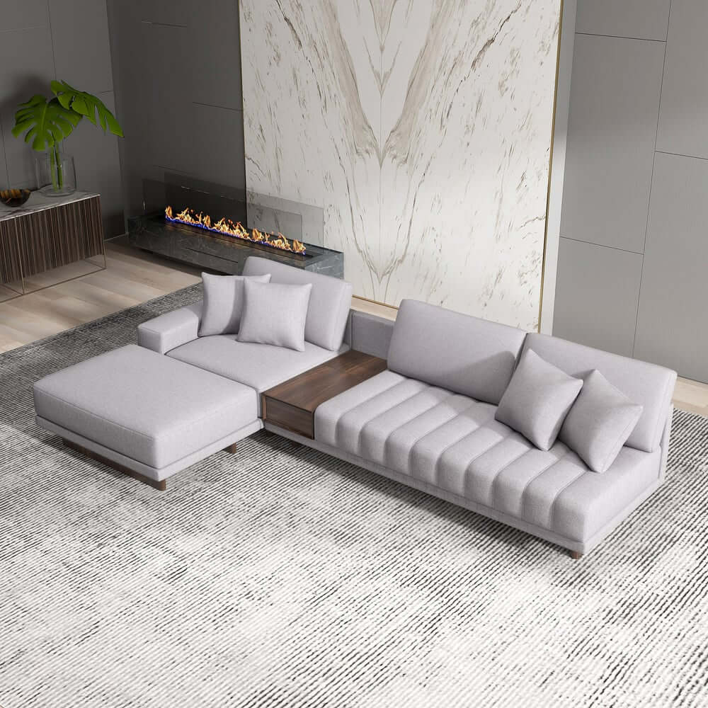 Modern L-Shaped Modular Sectional Sofa with Ottoman