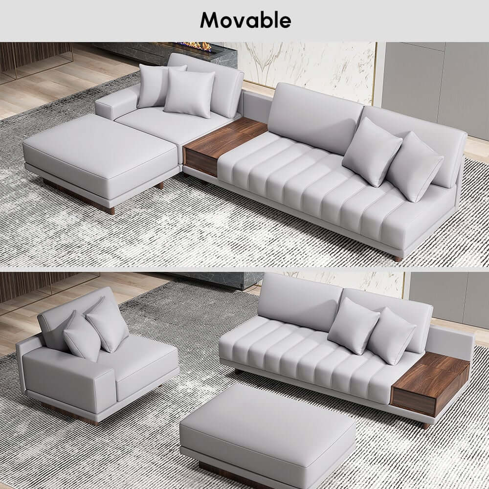 Modern L-Shaped Modular Sectional Sofa with Ottoman