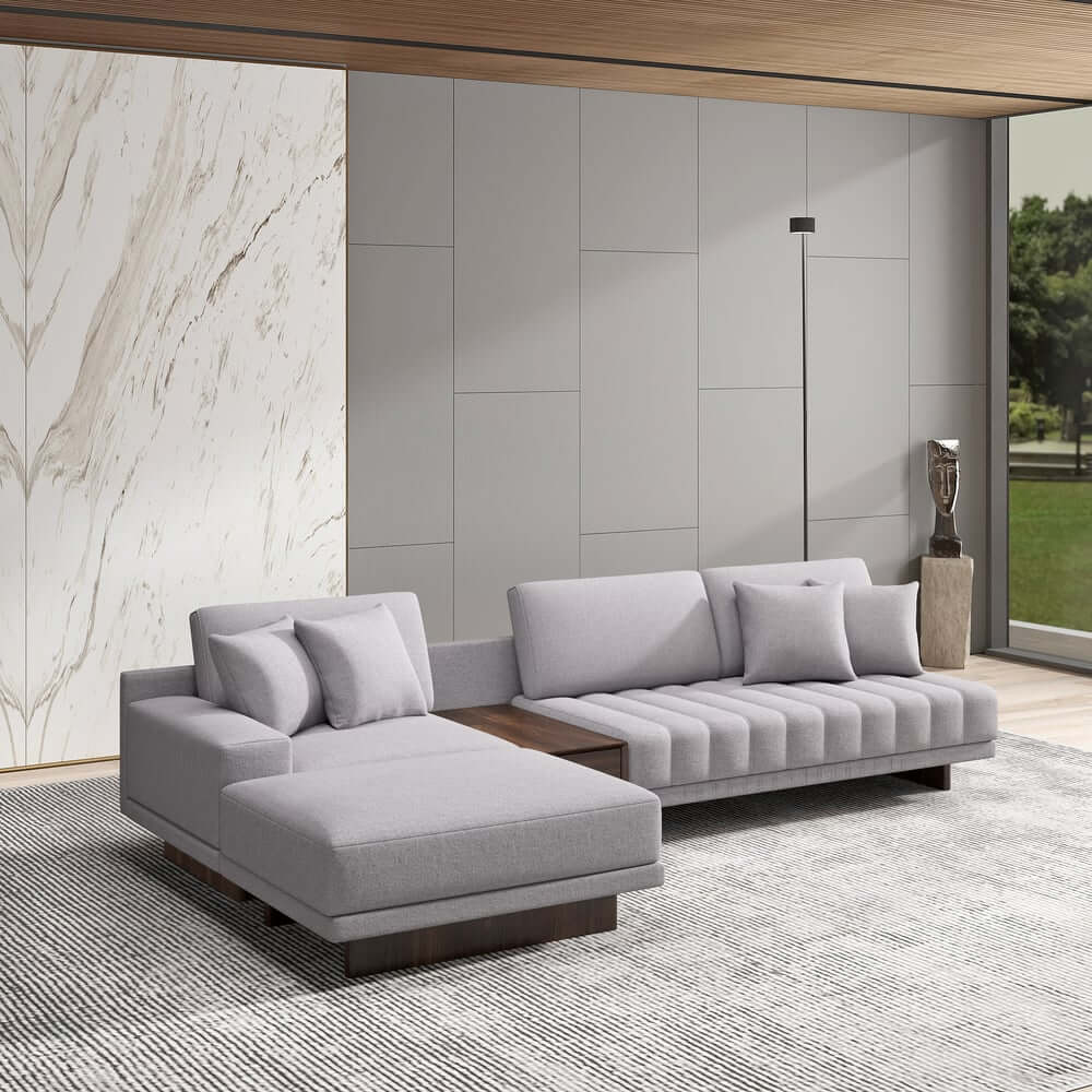 Modern L-Shaped Modular Sectional Sofa with Ottoman