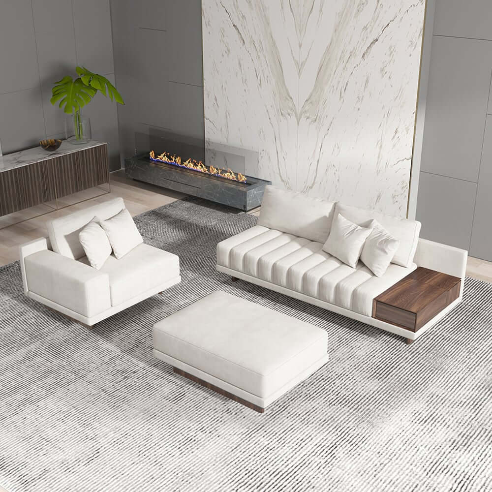 Modern L-Shaped Modular Sectional Sofa with Ottoman