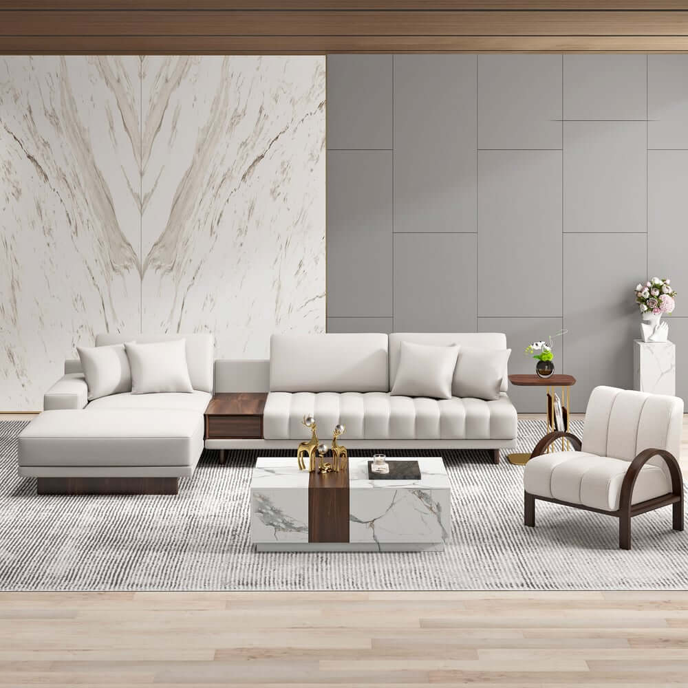 Modern L-Shaped Modular Sectional Sofa with Ottoman