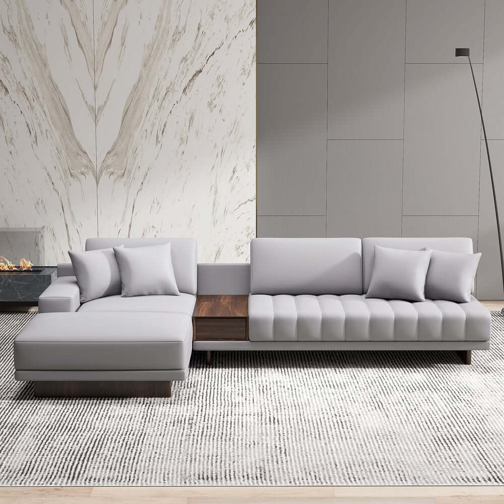 Modern L-Shaped Modular Sectional Sofa with Ottoman