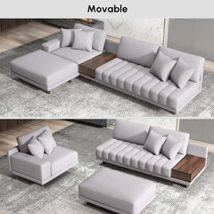 Modern L-Shaped Modular Sectional Sofa with Ottoman