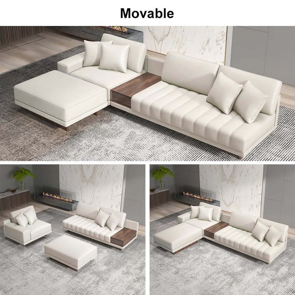 Modern L-Shaped Modular Sectional Sofa with Ottoman