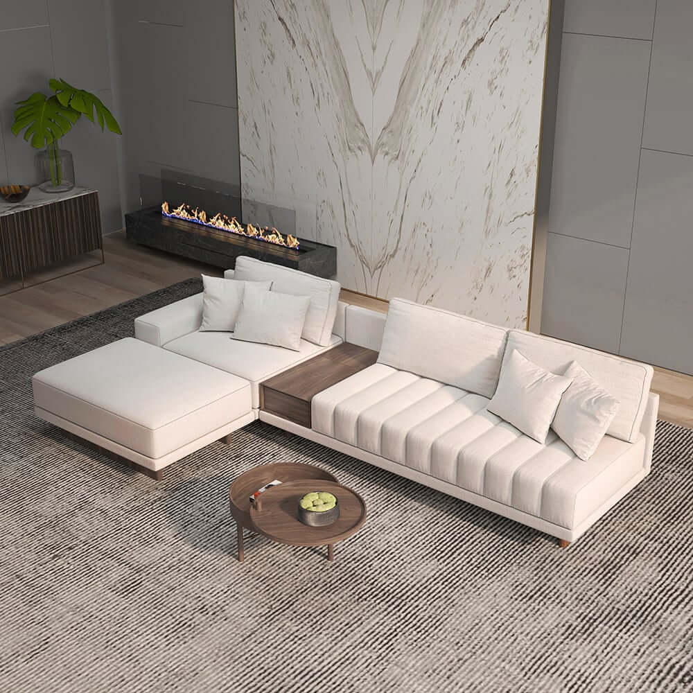 Modern L-Shaped Modular Sectional Sofa with Ottoman