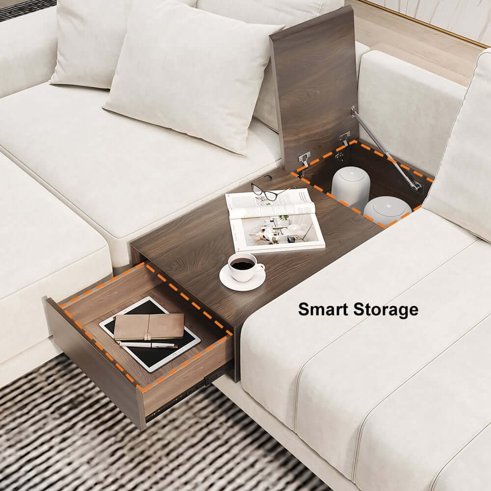 Modern L-Shaped Modular Sectional Sofa with Ottoman