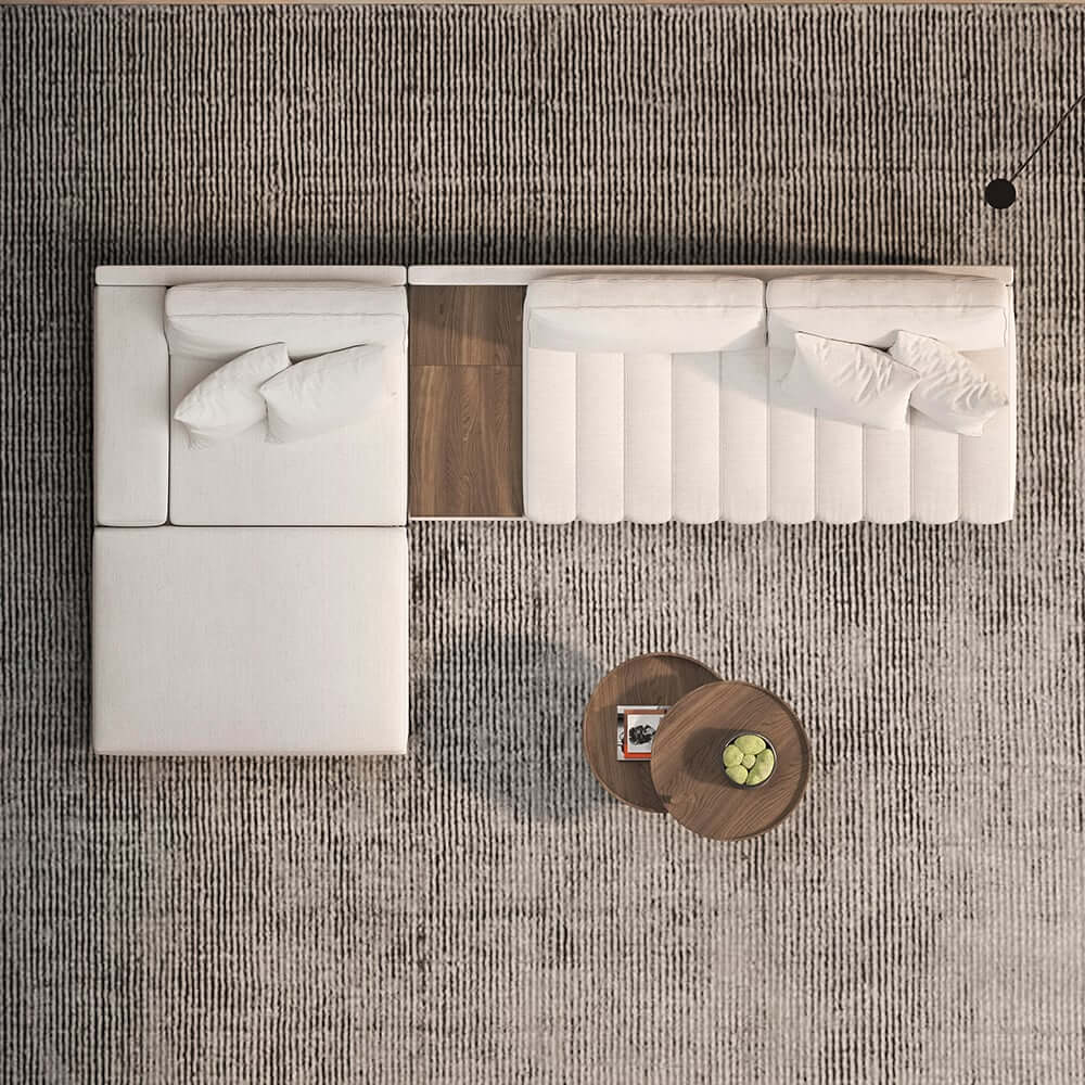 Modern L-Shaped Modular Sectional Sofa with Ottoman