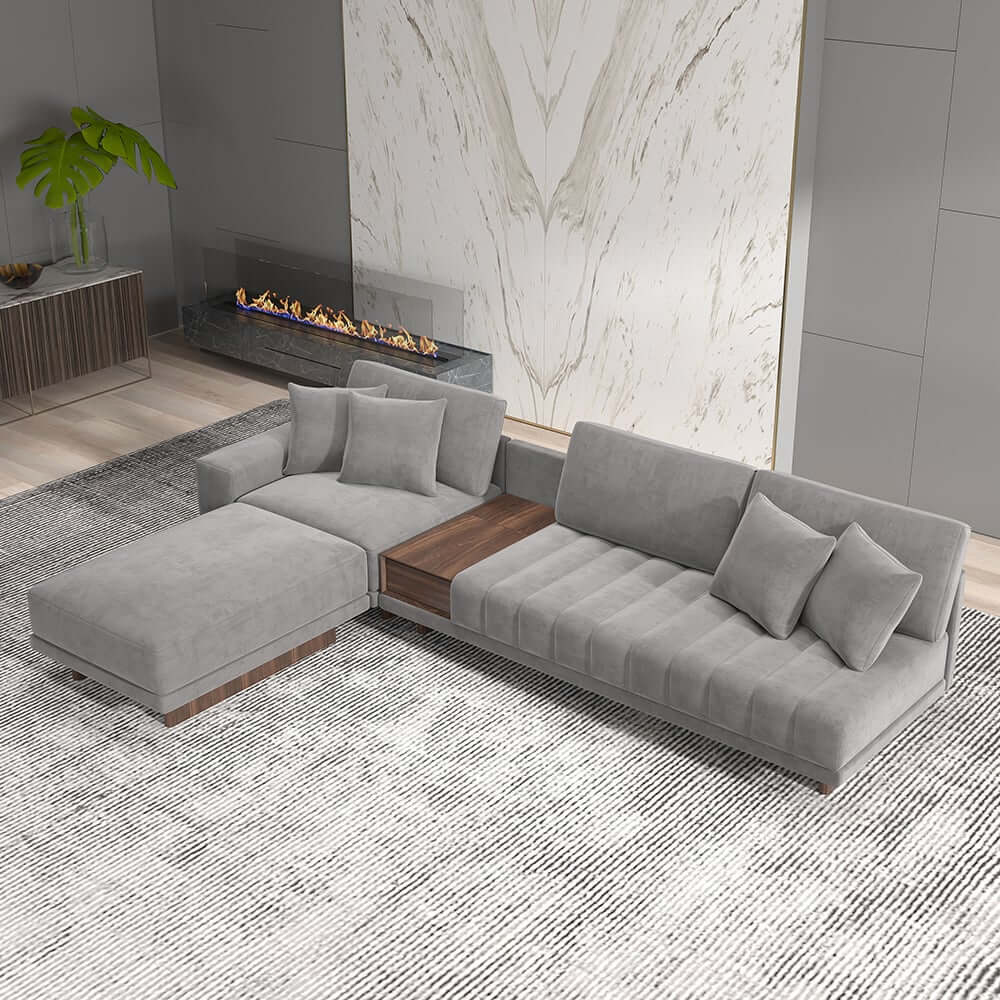 Modern L-Shaped Modular Sectional Sofa with Ottoman