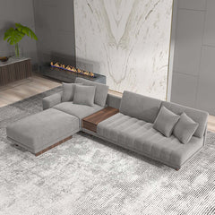 Modern L-Shaped Modular Sectional Sofa with Ottoman