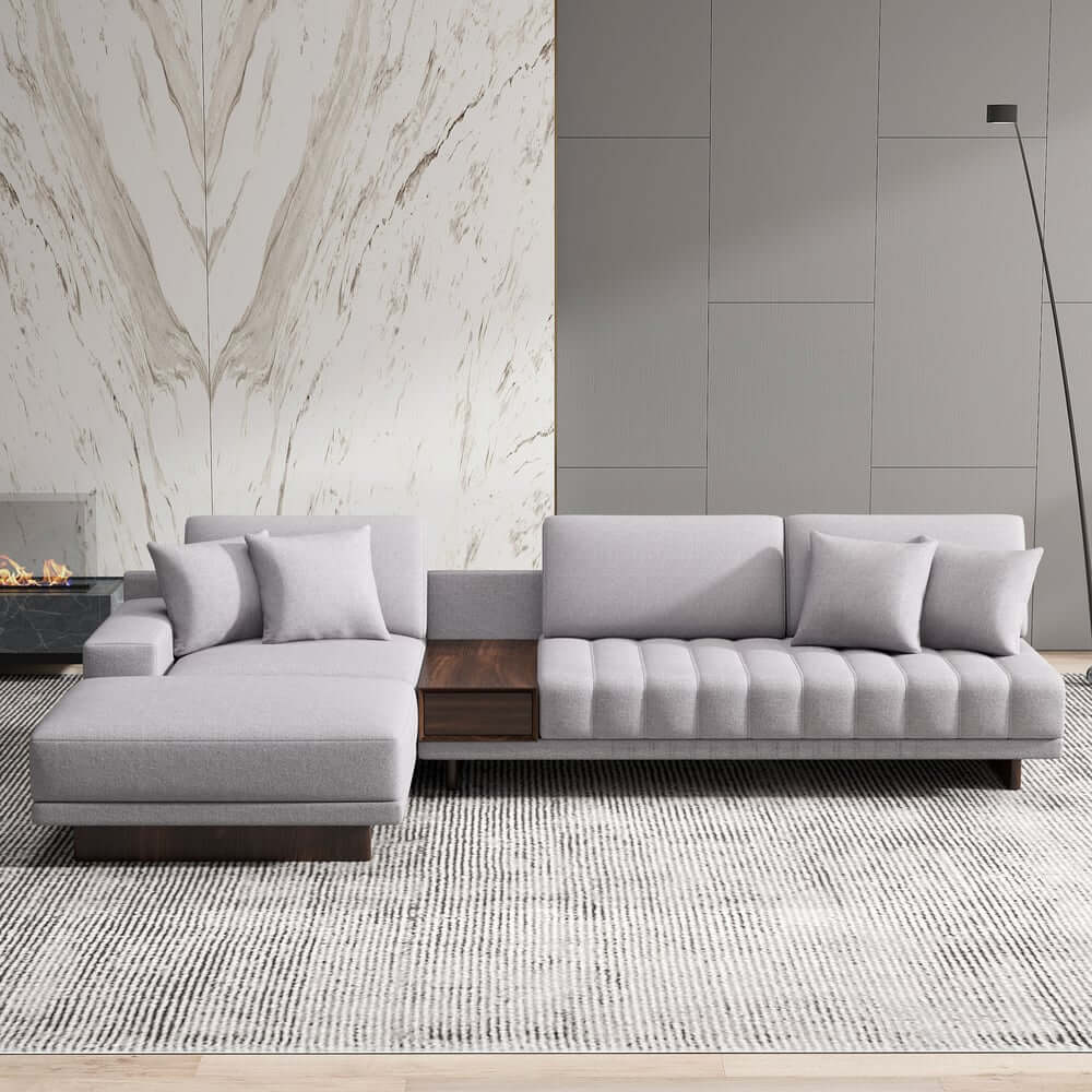 Modern L-Shaped Modular Sectional Sofa with Ottoman