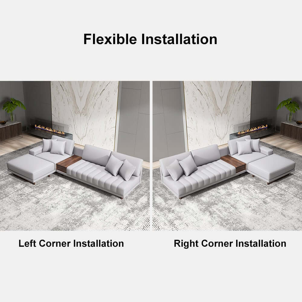 Modern L-Shaped Modular Sectional Sofa with Ottoman