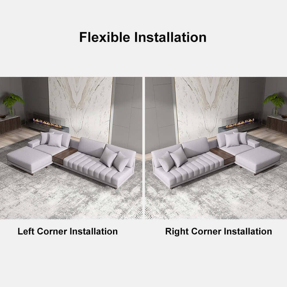 Modern L-Shaped Modular Sectional Sofa with Ottoman