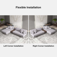 Modern L-Shaped Modular Sectional Sofa with Ottoman