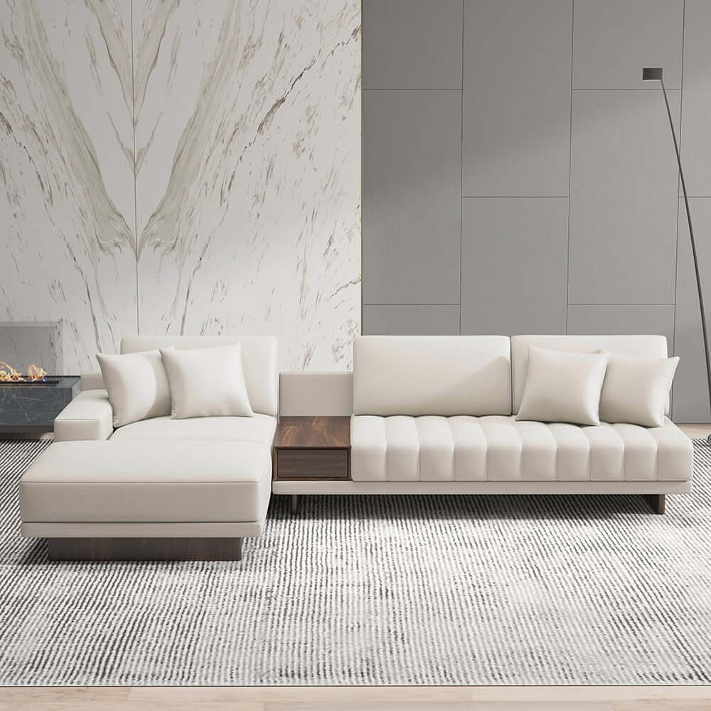Modern L-Shaped Modular Sectional Sofa with Ottoman