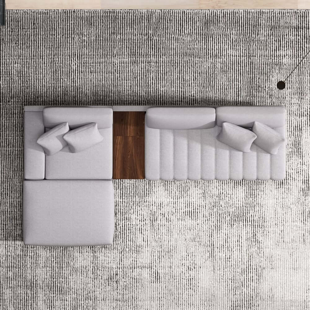 Modern L-Shaped Modular Sectional Sofa with Ottoman