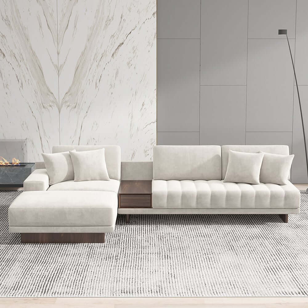 Modern L-Shaped Modular Sectional Sofa with Ottoman