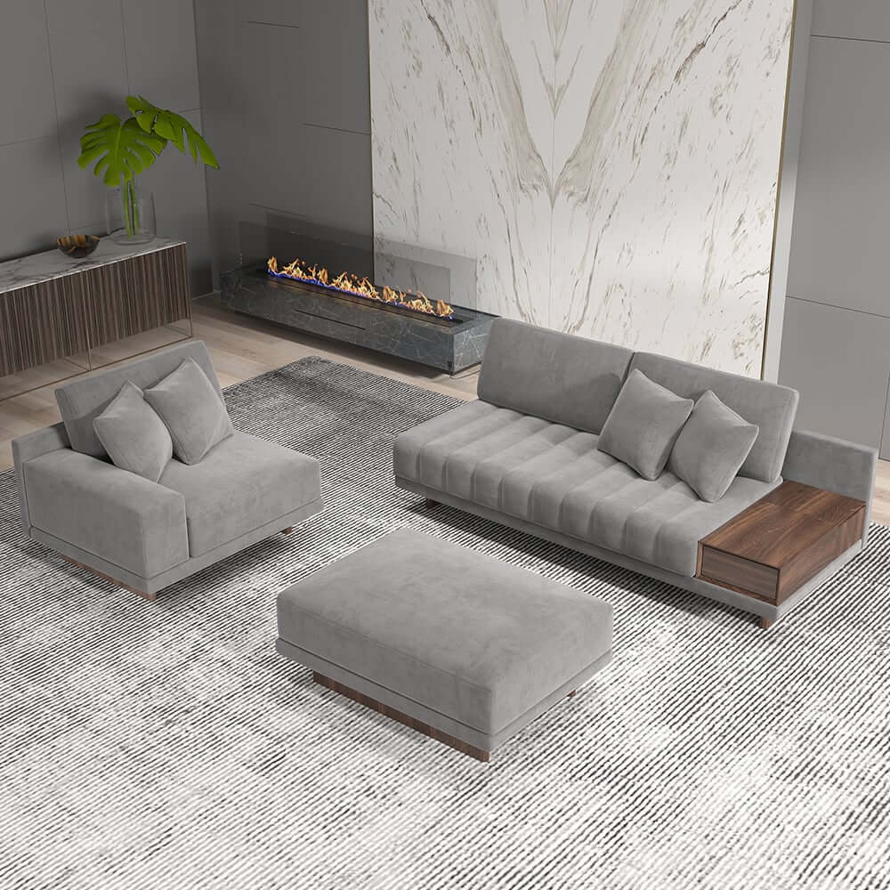 Modern L-Shaped Modular Sectional Sofa with Ottoman