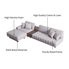 Modern L-Shaped Modular Sectional Sofa with Ottoman