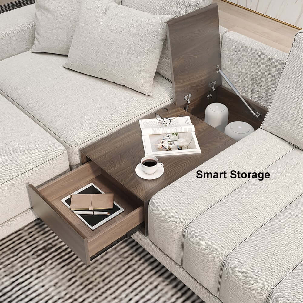 Modern L-Shaped Modular Sectional Sofa with Ottoman