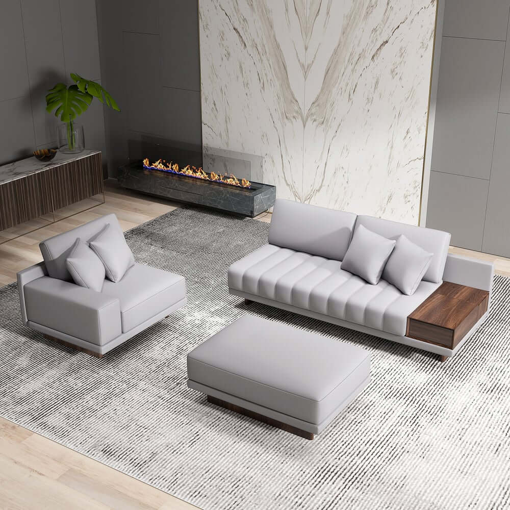 Modern L-Shaped Modular Sectional Sofa with Ottoman