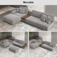 Modern L-Shaped Modular Sectional Sofa with Ottoman