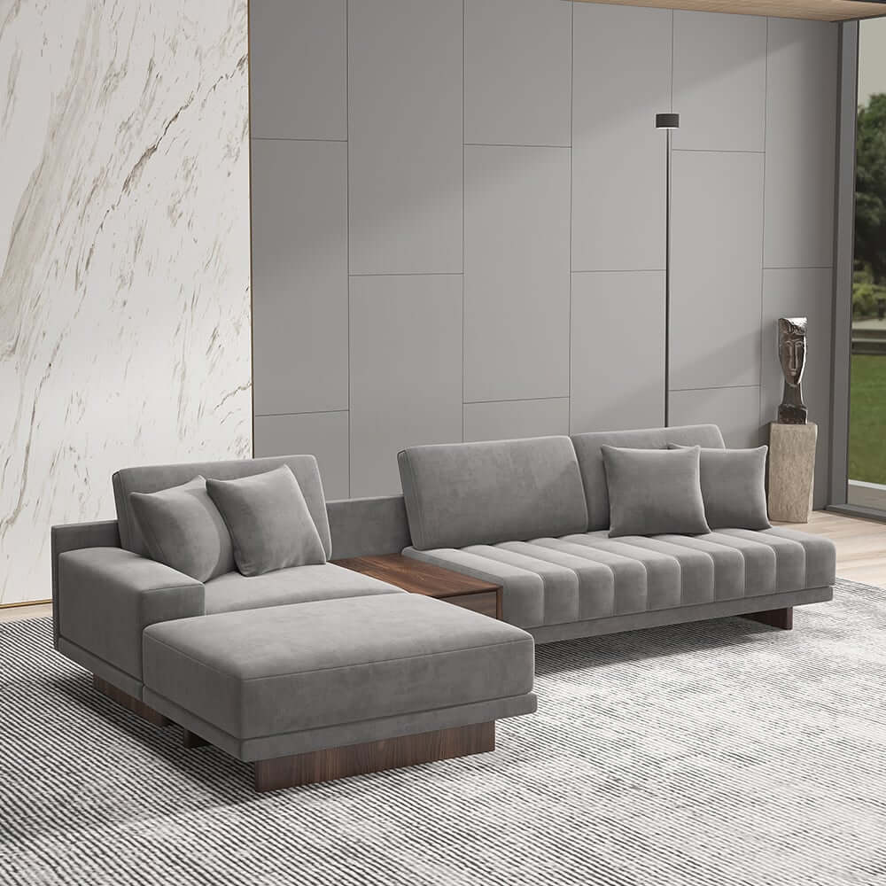 Modern L-Shaped Modular Sectional Sofa with Ottoman