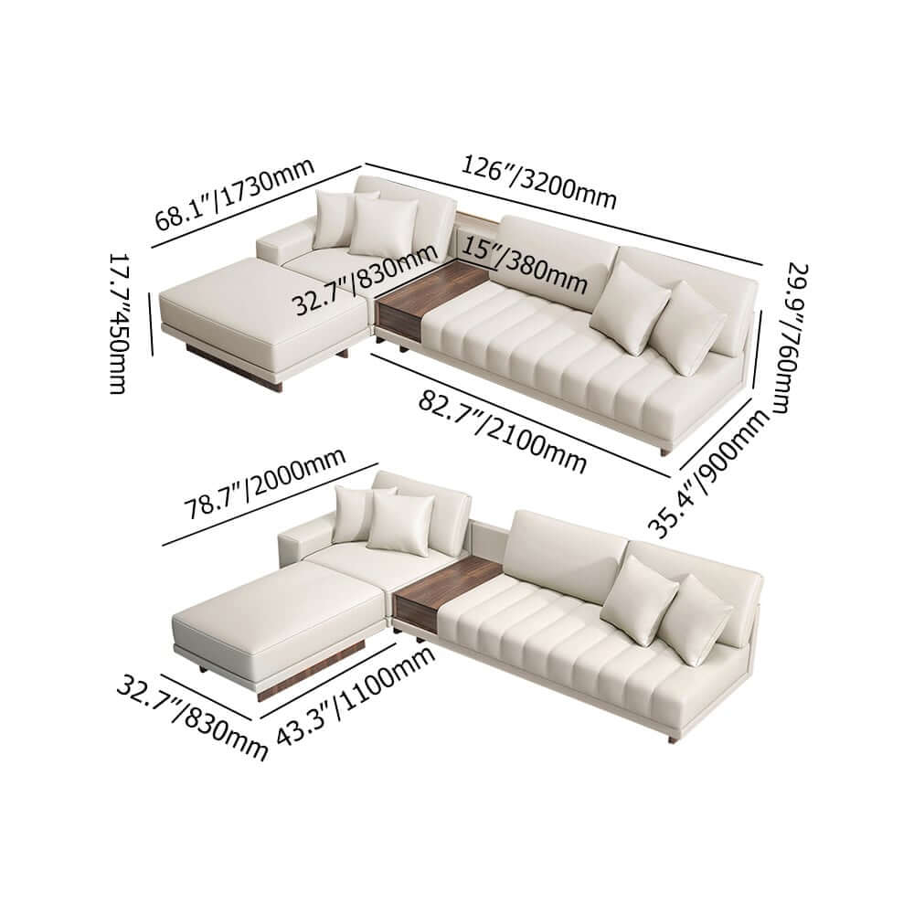 Modern L-Shaped Modular Sectional Sofa with Ottoman Dimensions