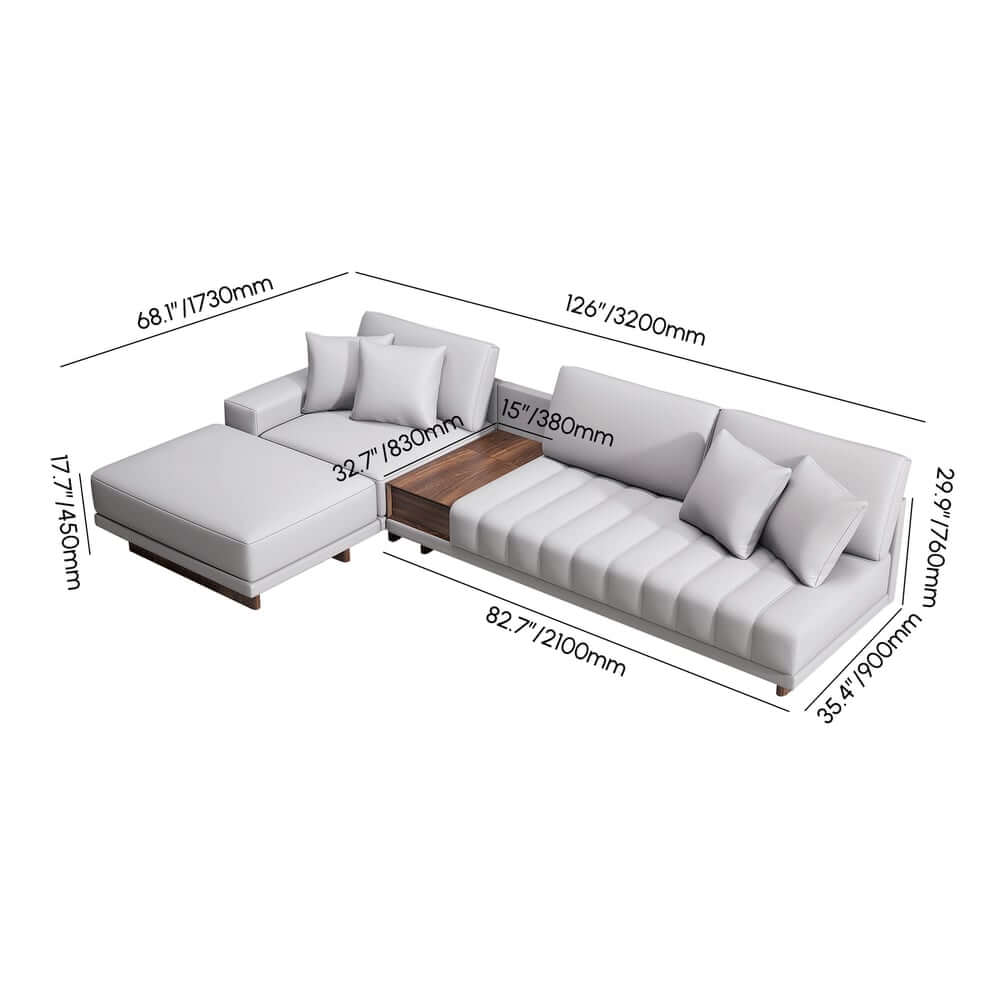 Modern L-Shaped Modular Sectional Sofa with Ottoman Dimensions