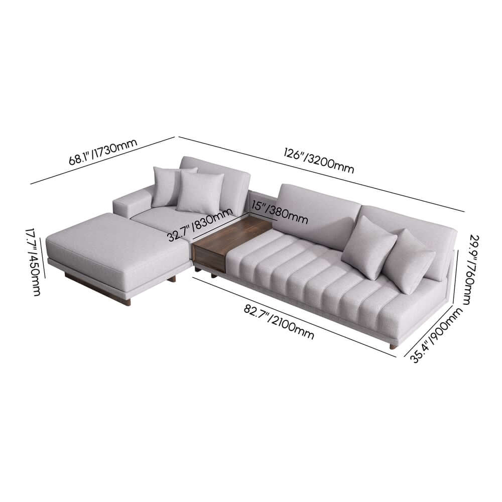 Modern L-Shaped Modular Sectional Sofa with Ottoman Dimensions