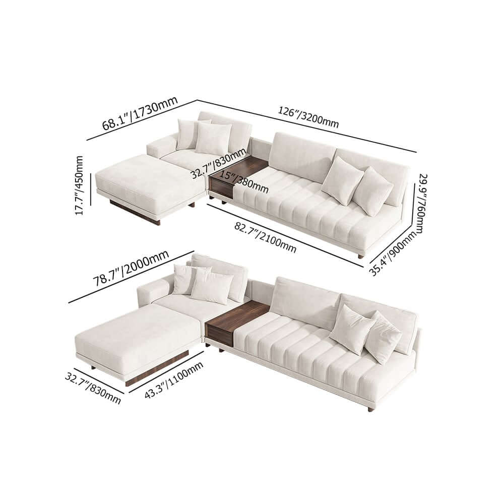 Modern L-Shaped Modular Sectional Sofa with Ottoman Dimensions