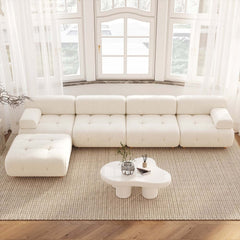 Modern L-Shaped Modular Sofa with Boucle Upholstery