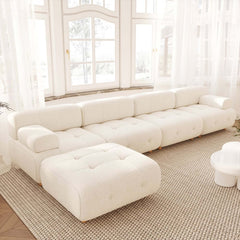 Modern L-Shaped Modular Sofa with Boucle Upholstery