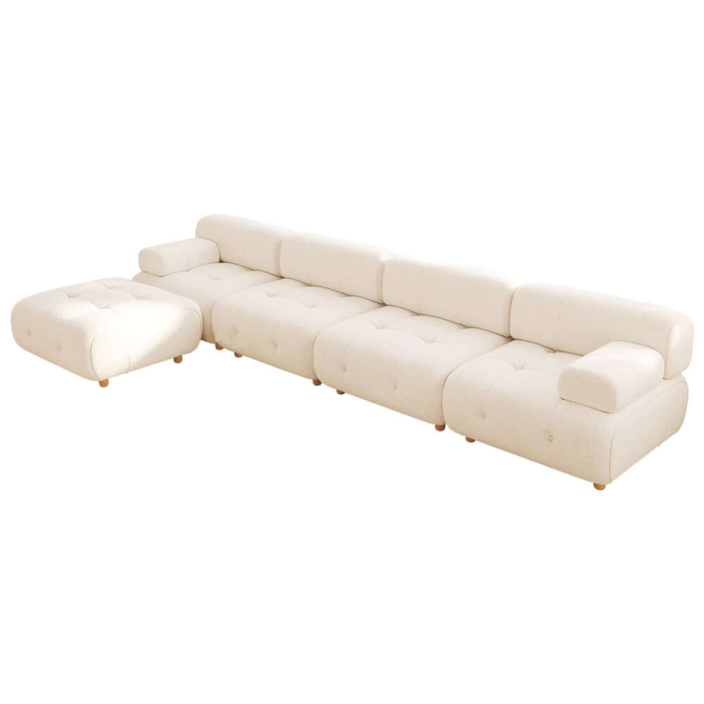 Modern L-Shaped Modular Sofa with Boucle Upholstery