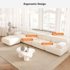 Modern L-Shaped Modular Sofa with Boucle Upholstery