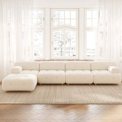 Modern L-Shaped Modular Sofa with Boucle Upholstery