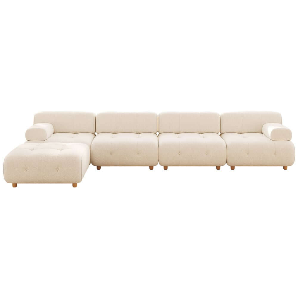 Modern L-Shaped Modular Sofa with Boucle Upholstery