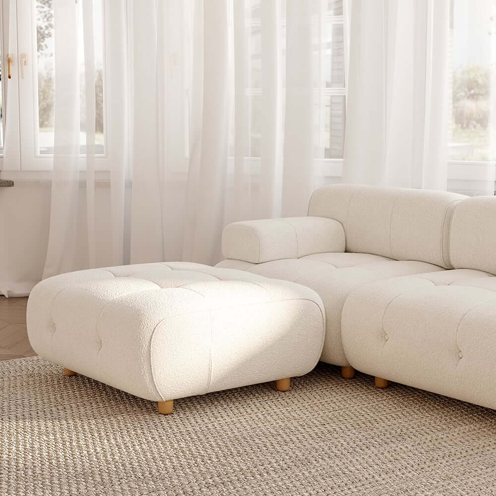 Modern L-Shaped Modular Sofa with Boucle Upholstery