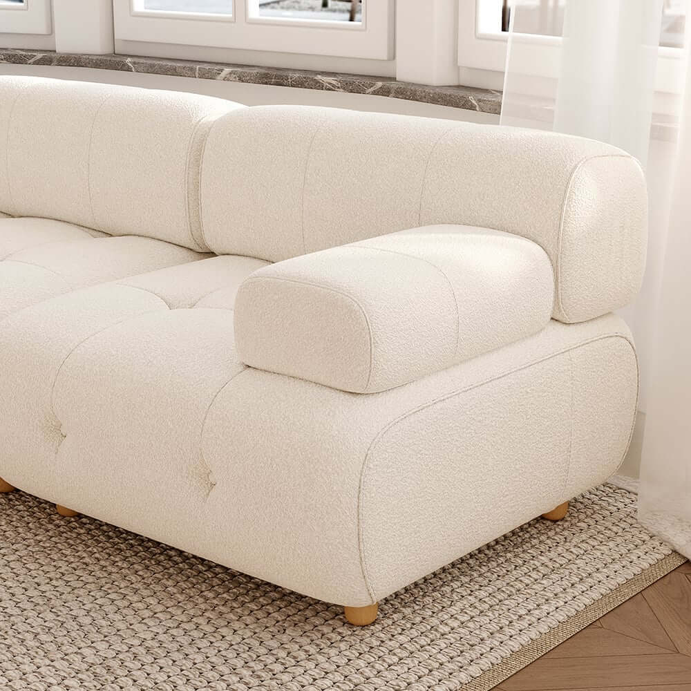 Modern L-Shaped Modular Sofa with Boucle Upholstery