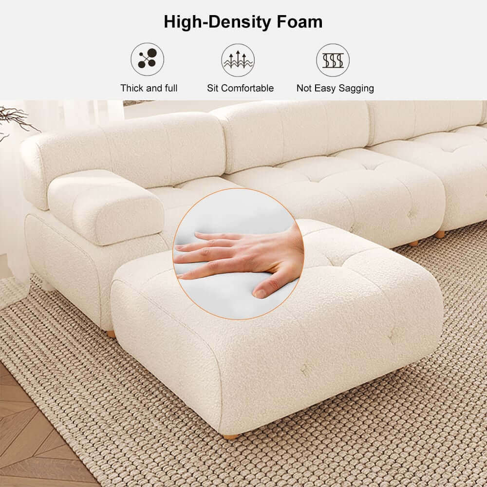 Modern L-Shaped Modular Sofa with Boucle Upholstery
