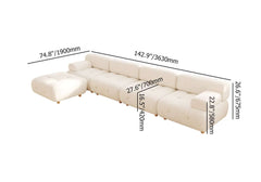 Modern L-Shaped Modular Sofa with Boucle Upholstery Dimensions