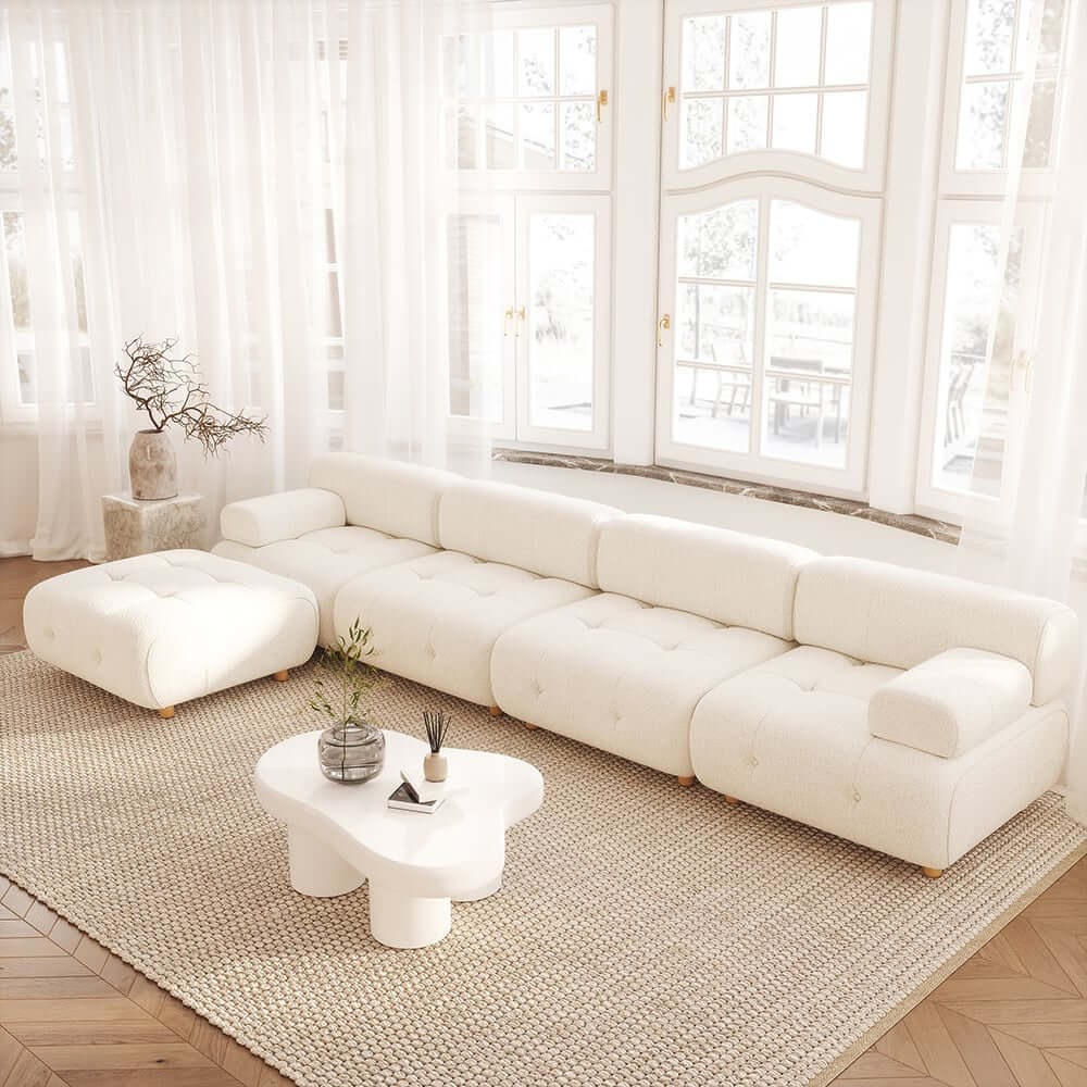 Modern L-Shaped Modular Sofa with Boucle Upholstery Main Product Image